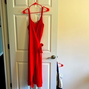 Everlane The Japanese GoWeave Tank Wrap Dress in poppy red